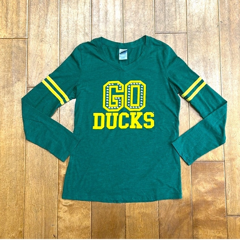 📣U of O “GO Ducks” Studded Collegiate Long Sleeve Shirt Large Vintage